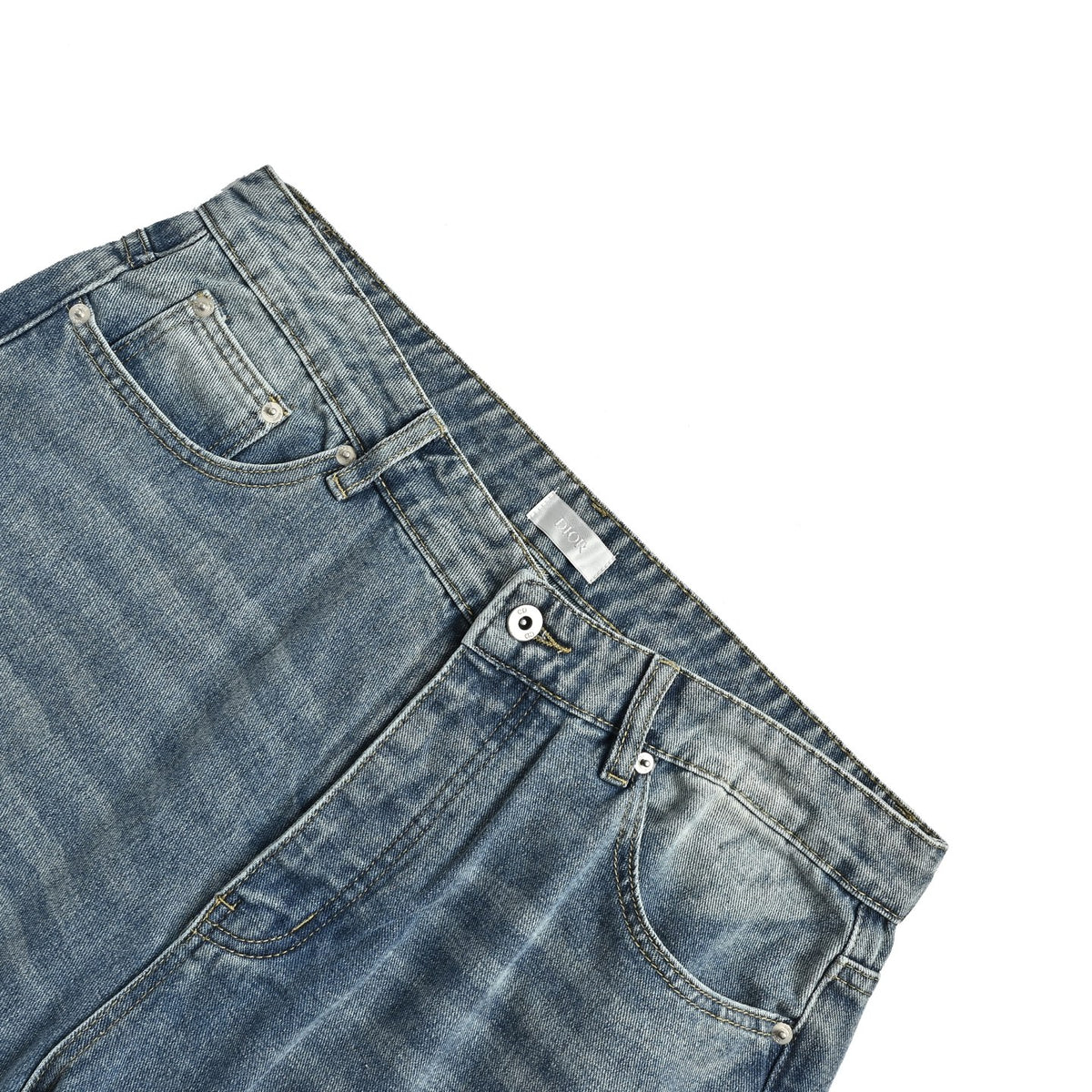 Dior distressed patchwork wide-leg jeans