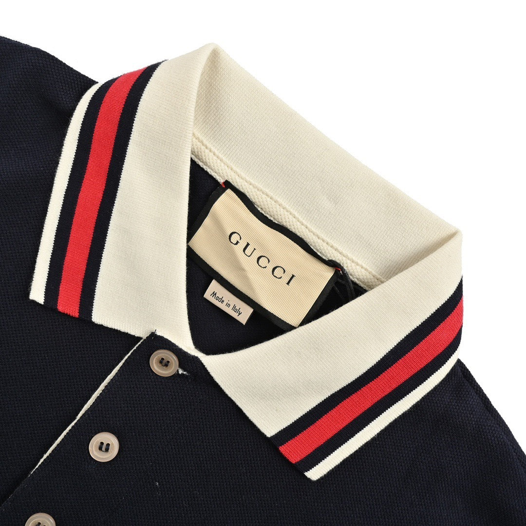 Gucci 24ss Double G embroidered Polo short sleeves on the chest