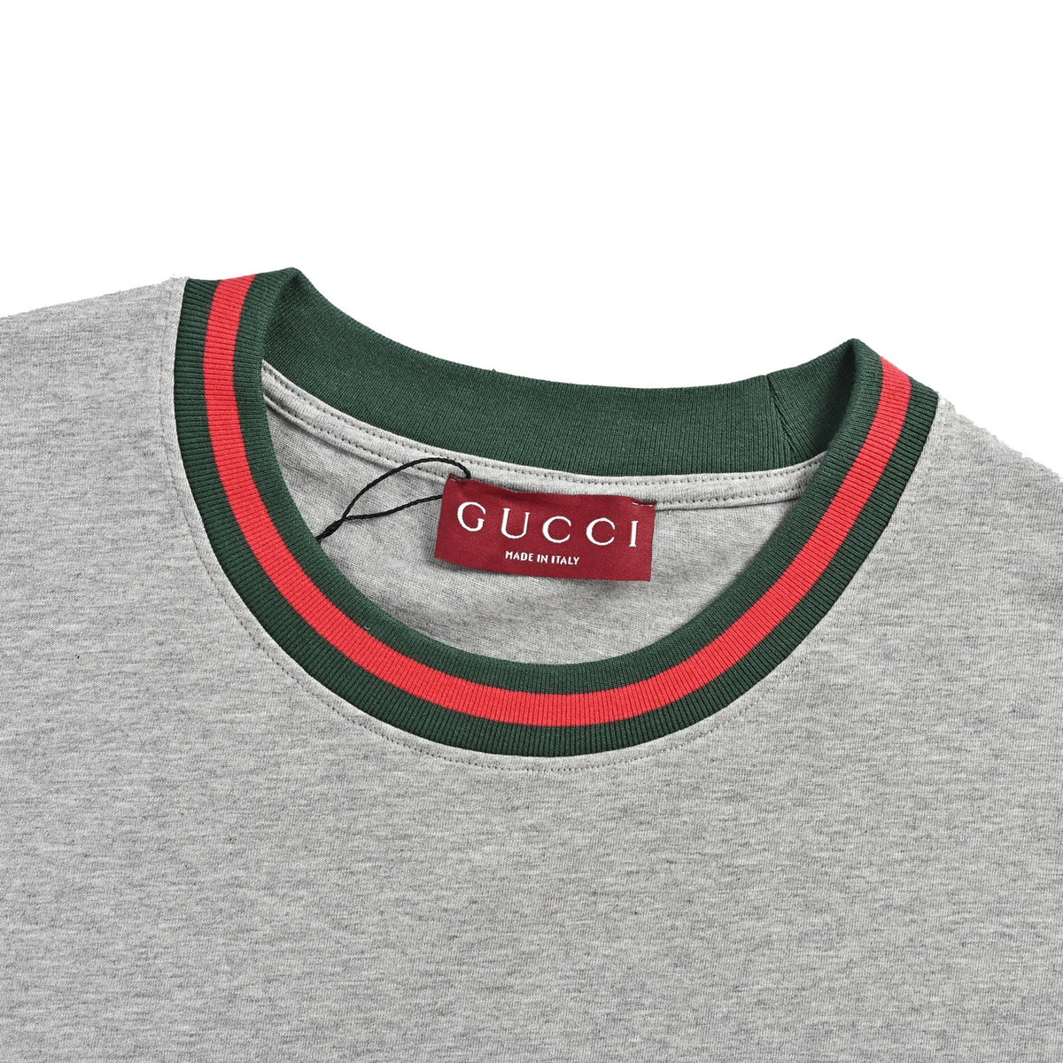 Gucci red and green contrast threaded letter embroidered short sleeves