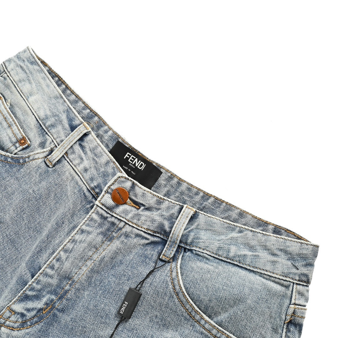 Fendi 23Fw little monster eyes embroidered jeans