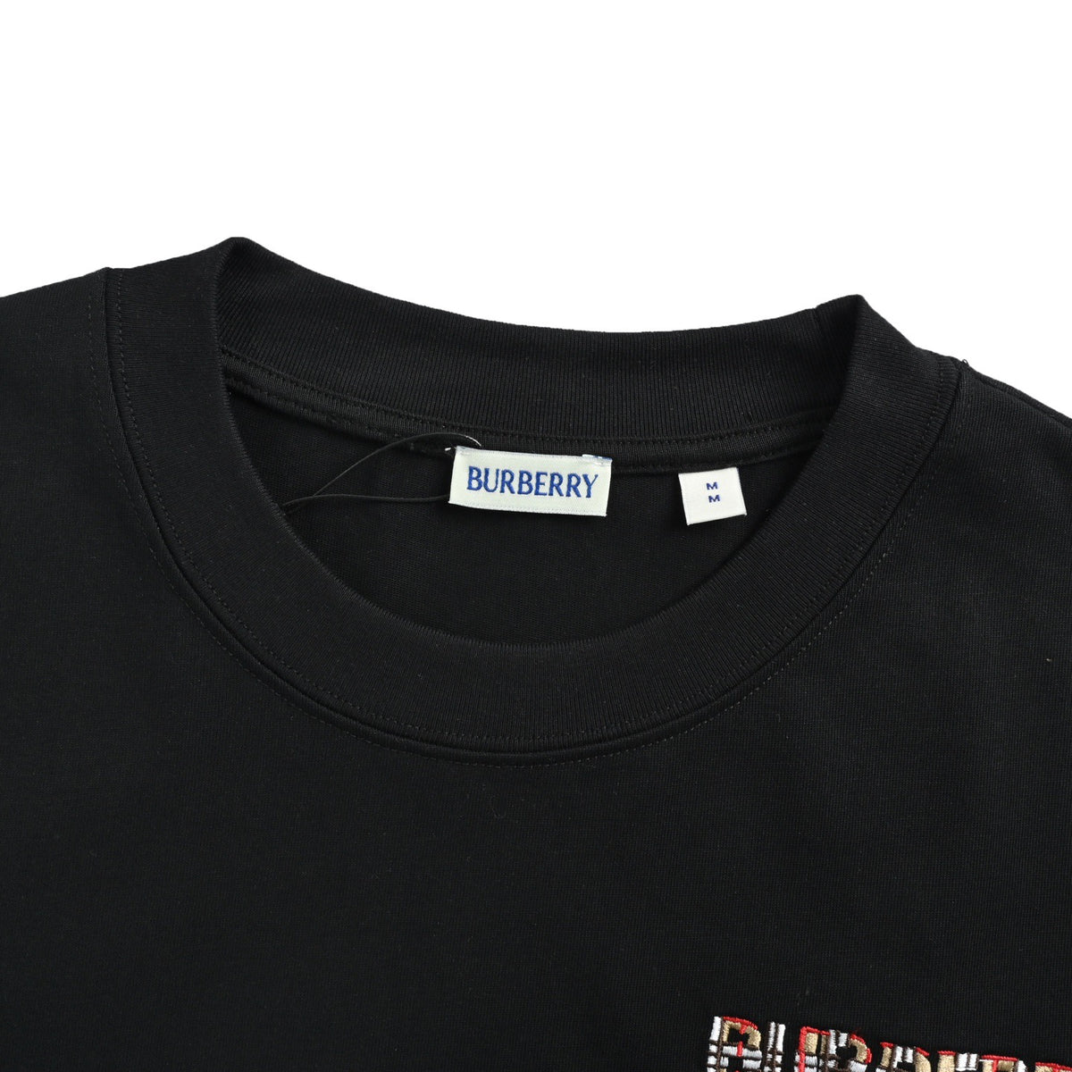Burberry 26ss plaid pocket embroidered letter short sleeves