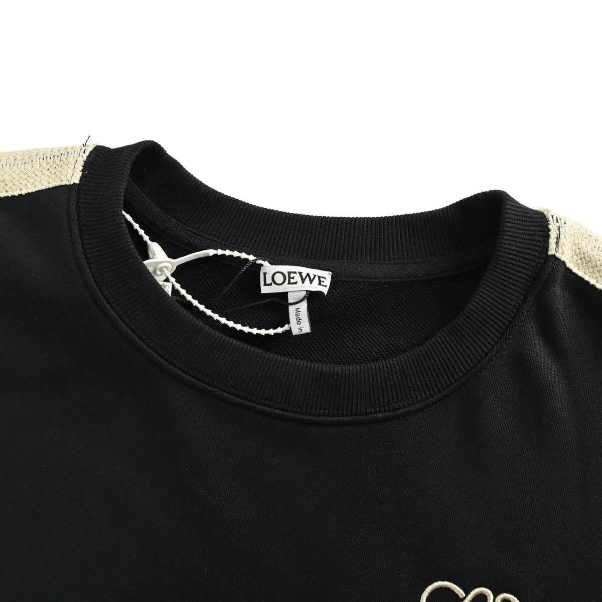 Loewe/Luo Yiwei embroidered logo braided webbing crew neck sweatshirt