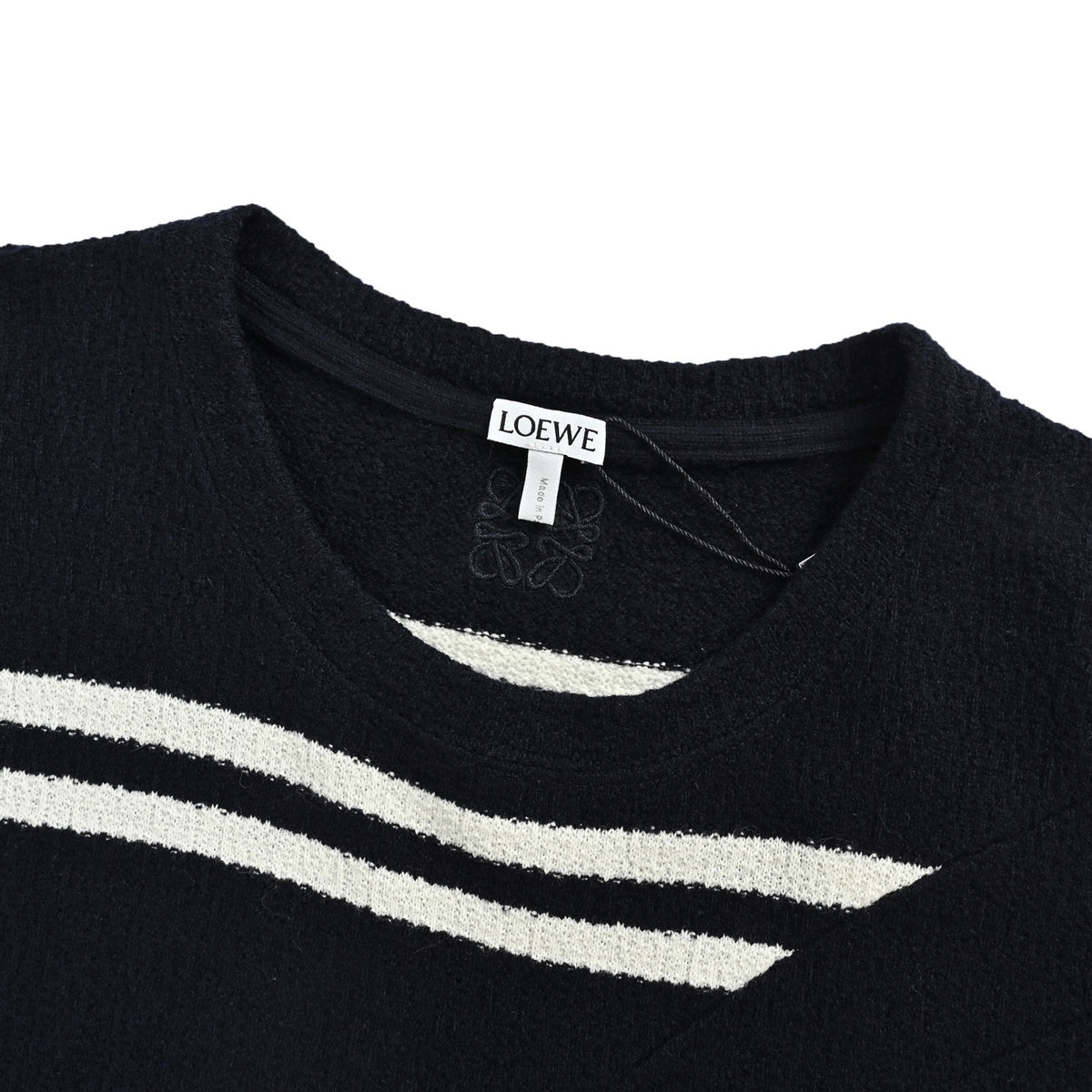 Loewe striped wool embroidered knitted short sleeves