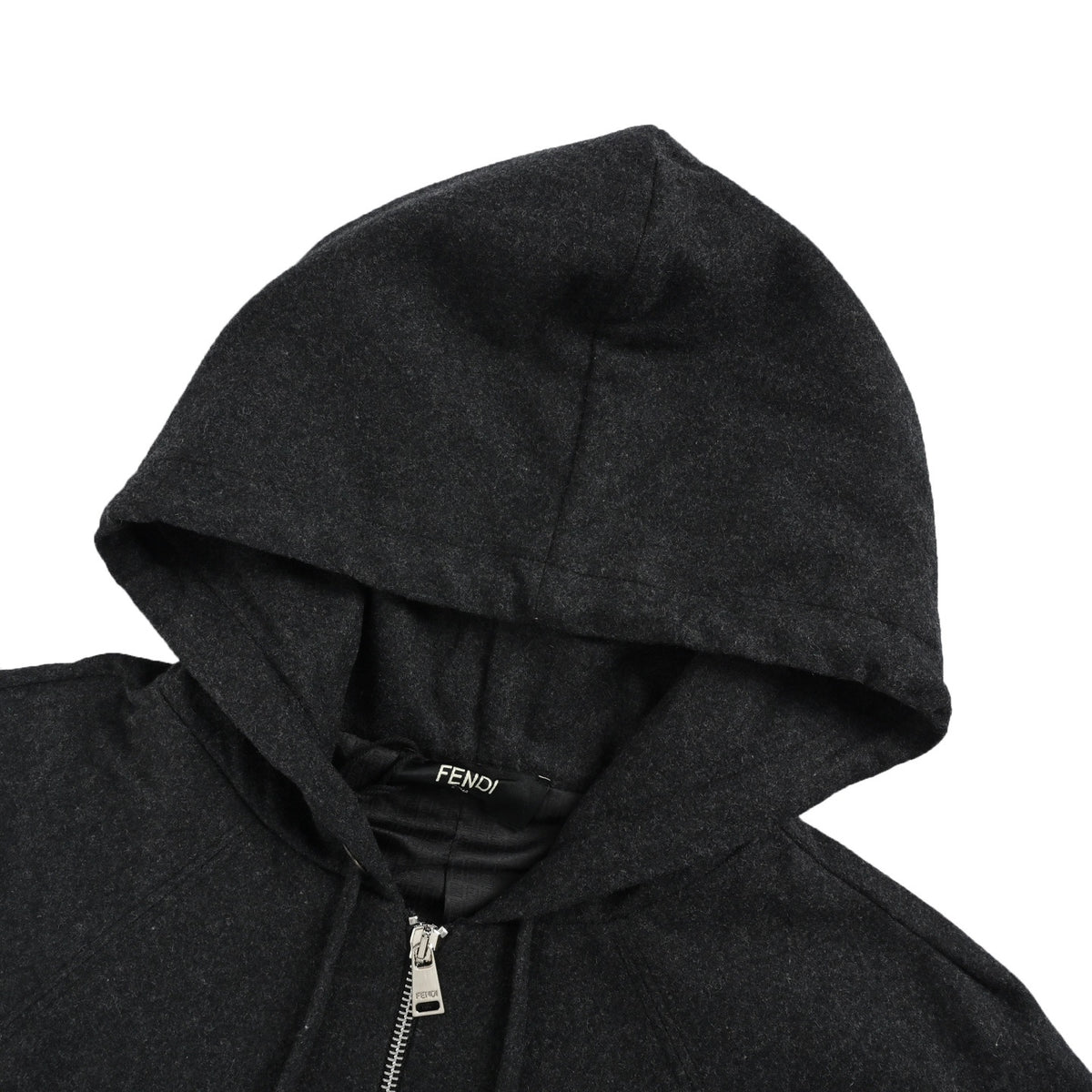 Fendi hardware cashmere zipper hooded jacket