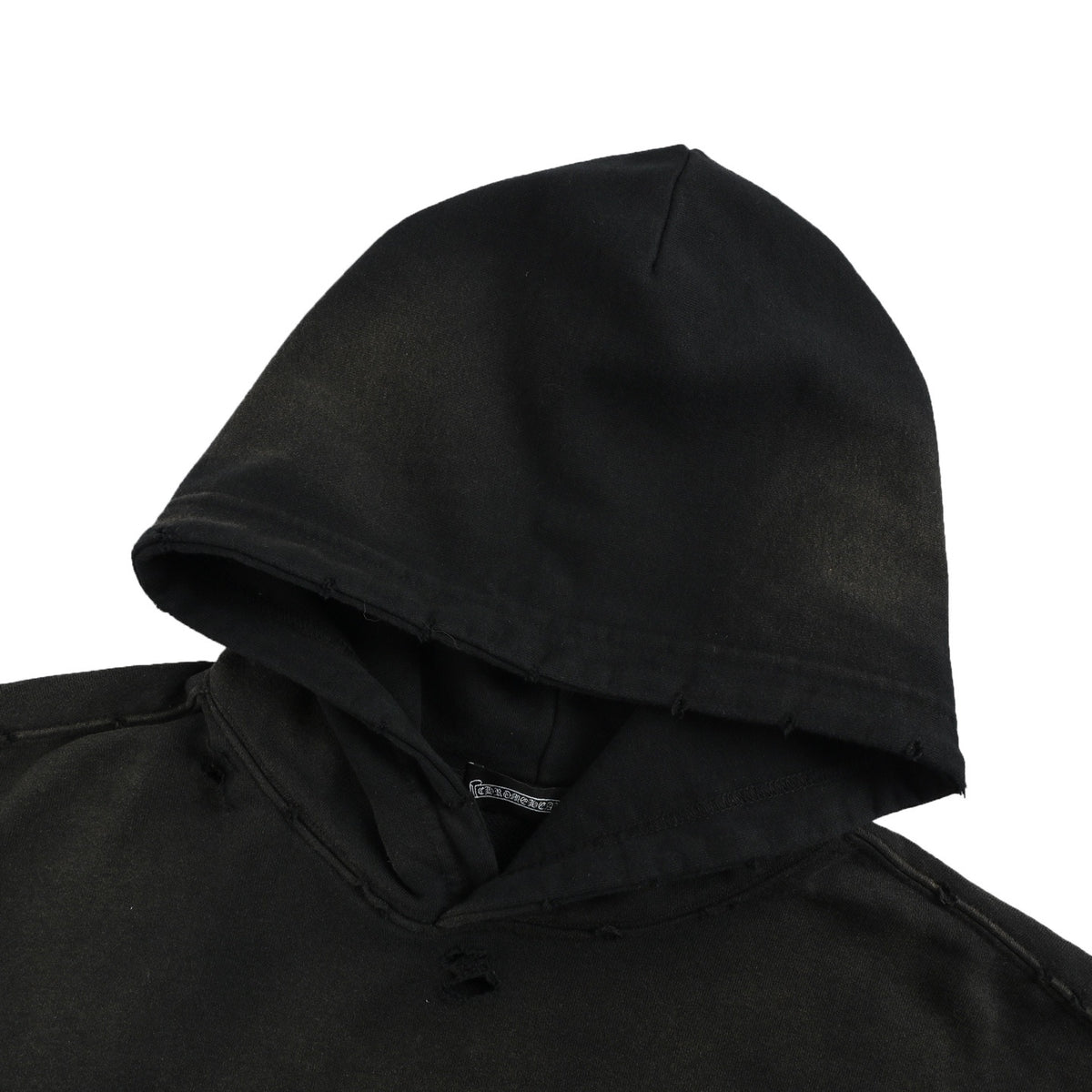 Chrome Hearts cross patch embroidered washed burnt flower hooded sweatshirt