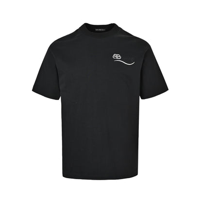 Balenciaga multiple wave cola composite embroidery round neck short sleeves