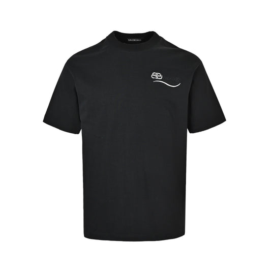Balenciaga multiple wave cola composite embroidery round neck short sleeves