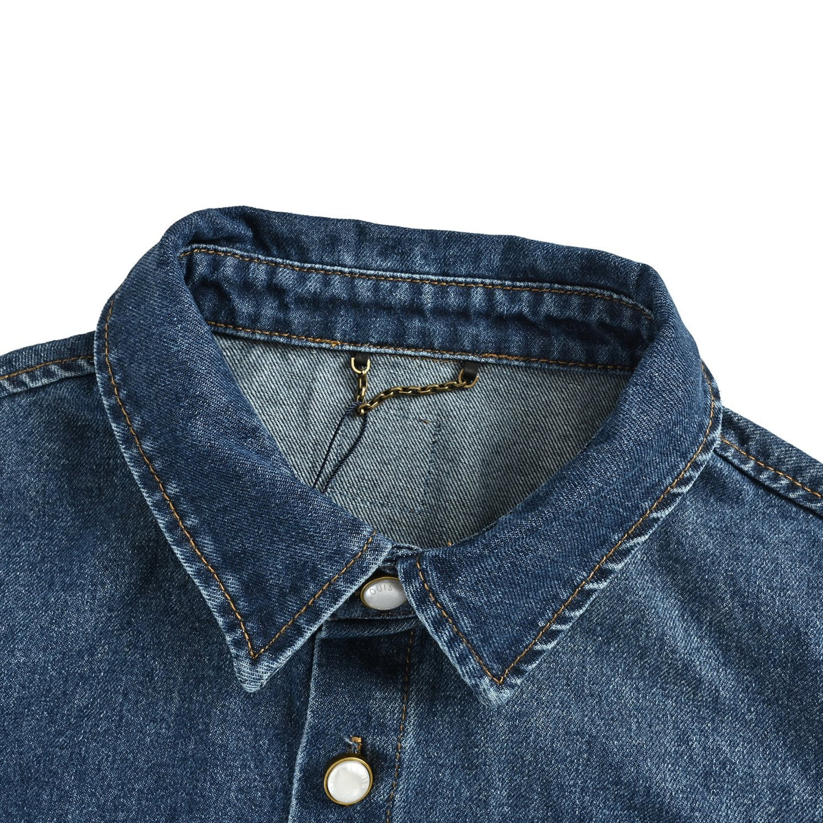 Louis Vuitton pocket logo embroidered short-sleeved denim shirt