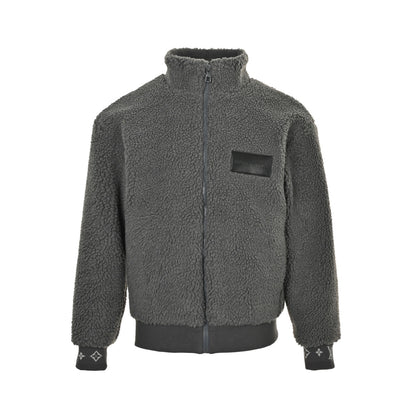 Louis Vuitton 24Fw leather sherpa stand collar jacket