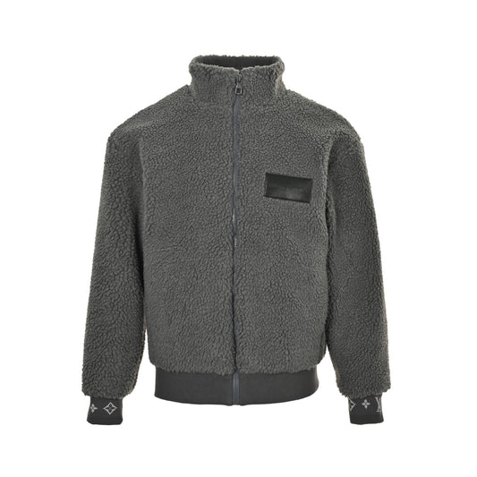 Louis Vuitton 24Fw leather sherpa stand collar jacket