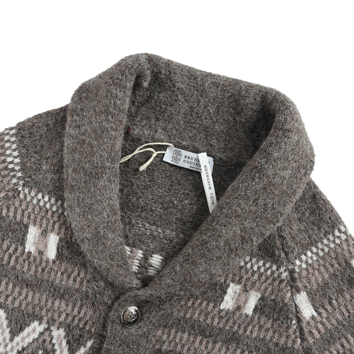 BC Fair Isle jacquard shawl collar cardigan sweater