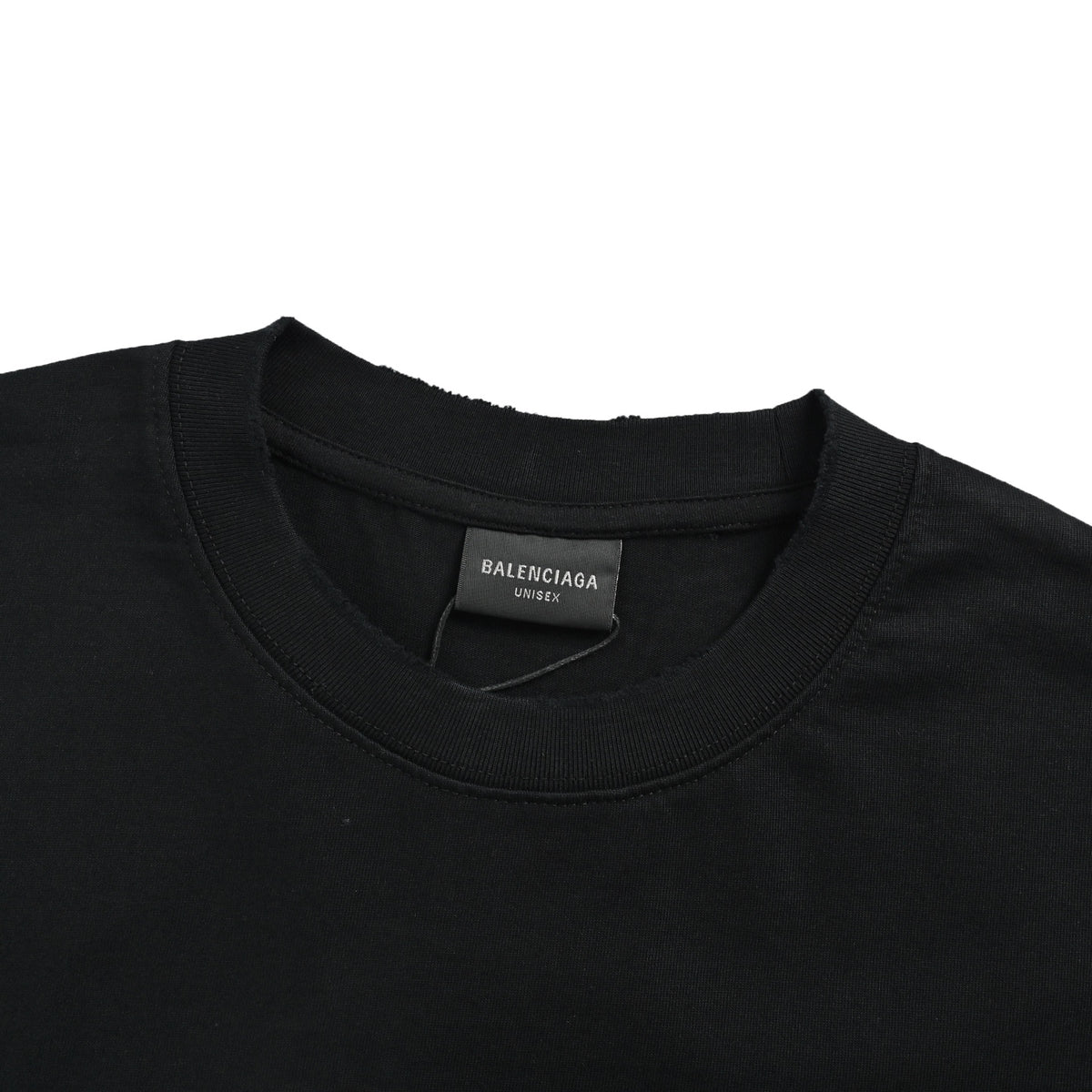 Balenciaga patchwork contrast color washed hole short sleeves