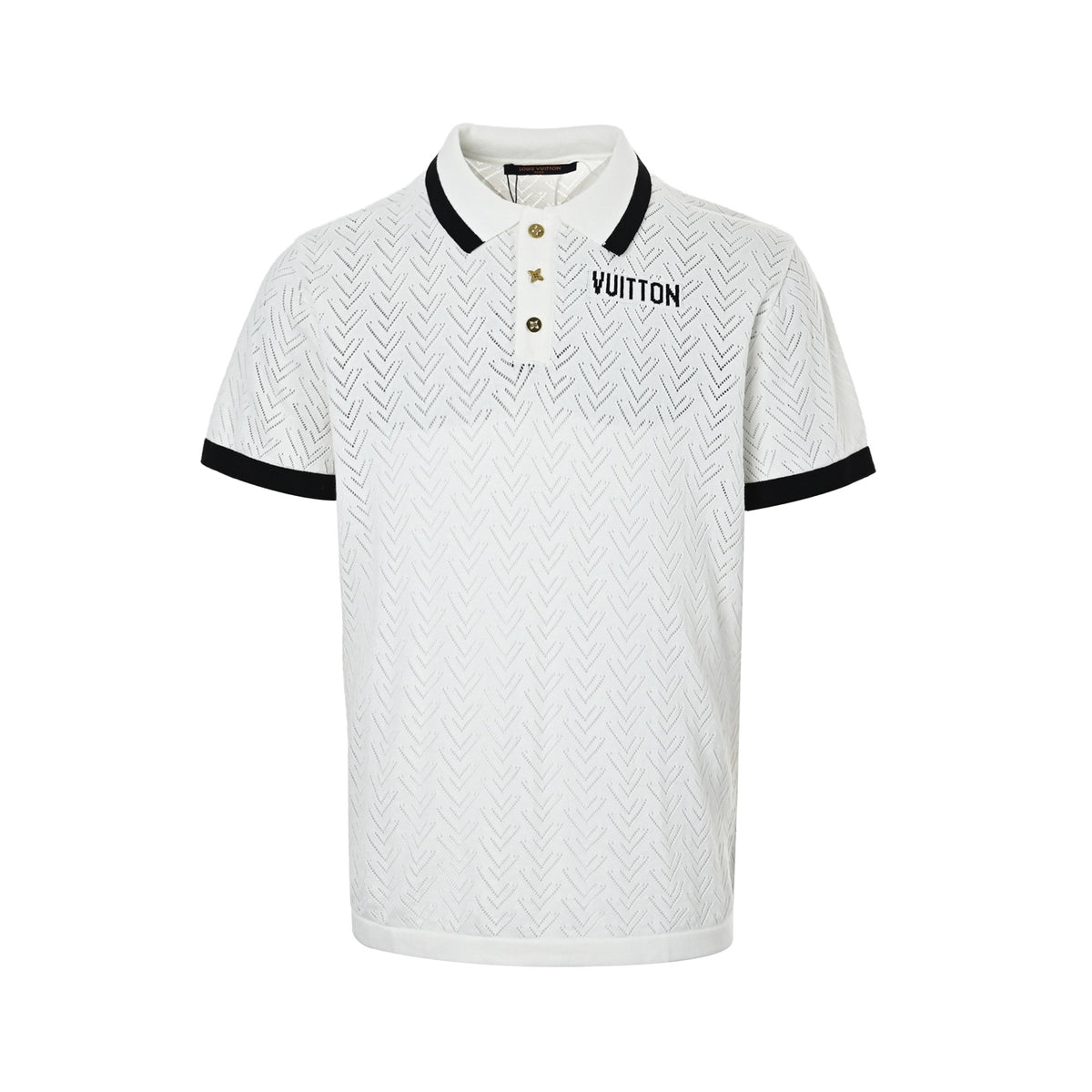 Louis Vuitton 26ss letter jacquard hollow knitted Polo short sleeves