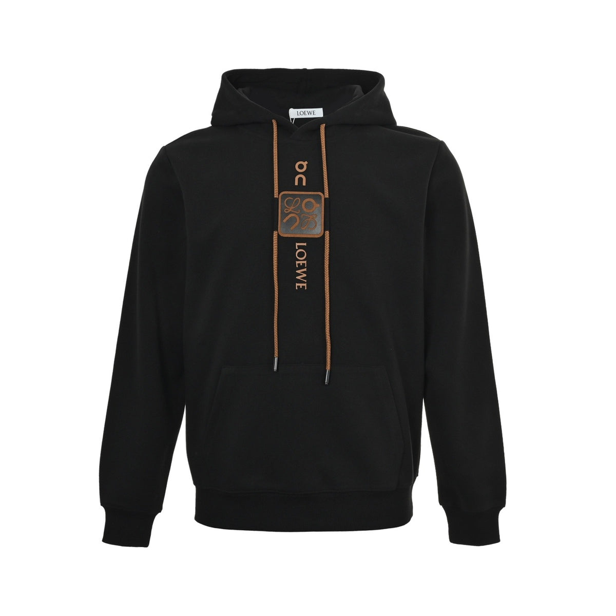 Loewe/Luo Yiwei 25Fw leather logo printed hooded sweatshirt