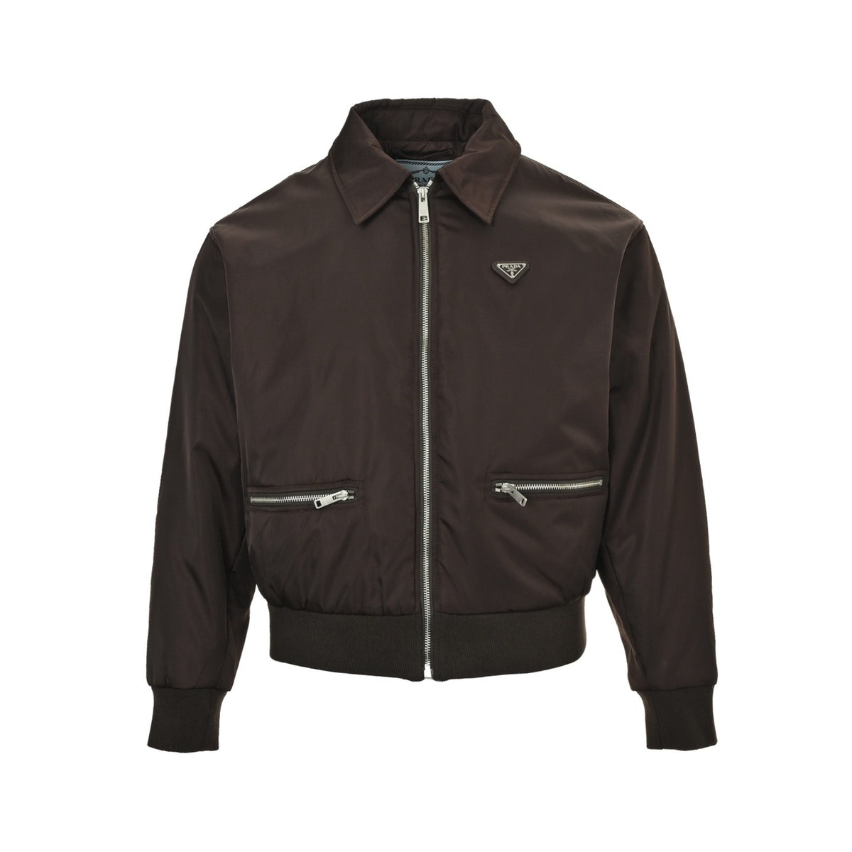 Prada 25Fw triangle logo zipper pocket cotton bomber jacket