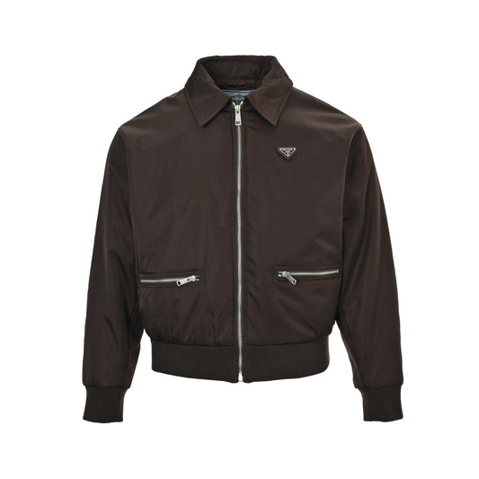 Prada 25Fw triangle logo zipper pocket cotton bomber jacket