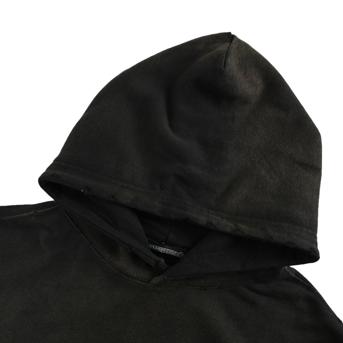 Chrome Hearts Cross Logo Patch Embroidery Washed Burnt Flower Hooded Sweatshirt