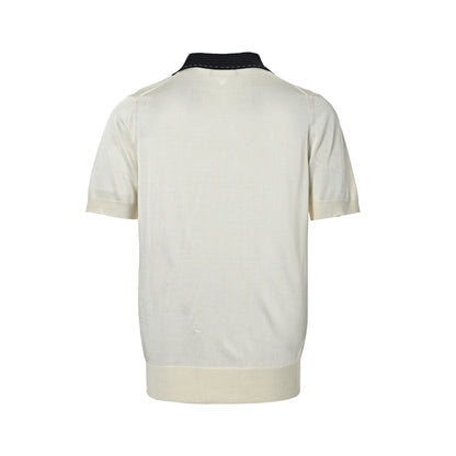 Fendi topstitched collar intarsia knitted Polo short sleeves
