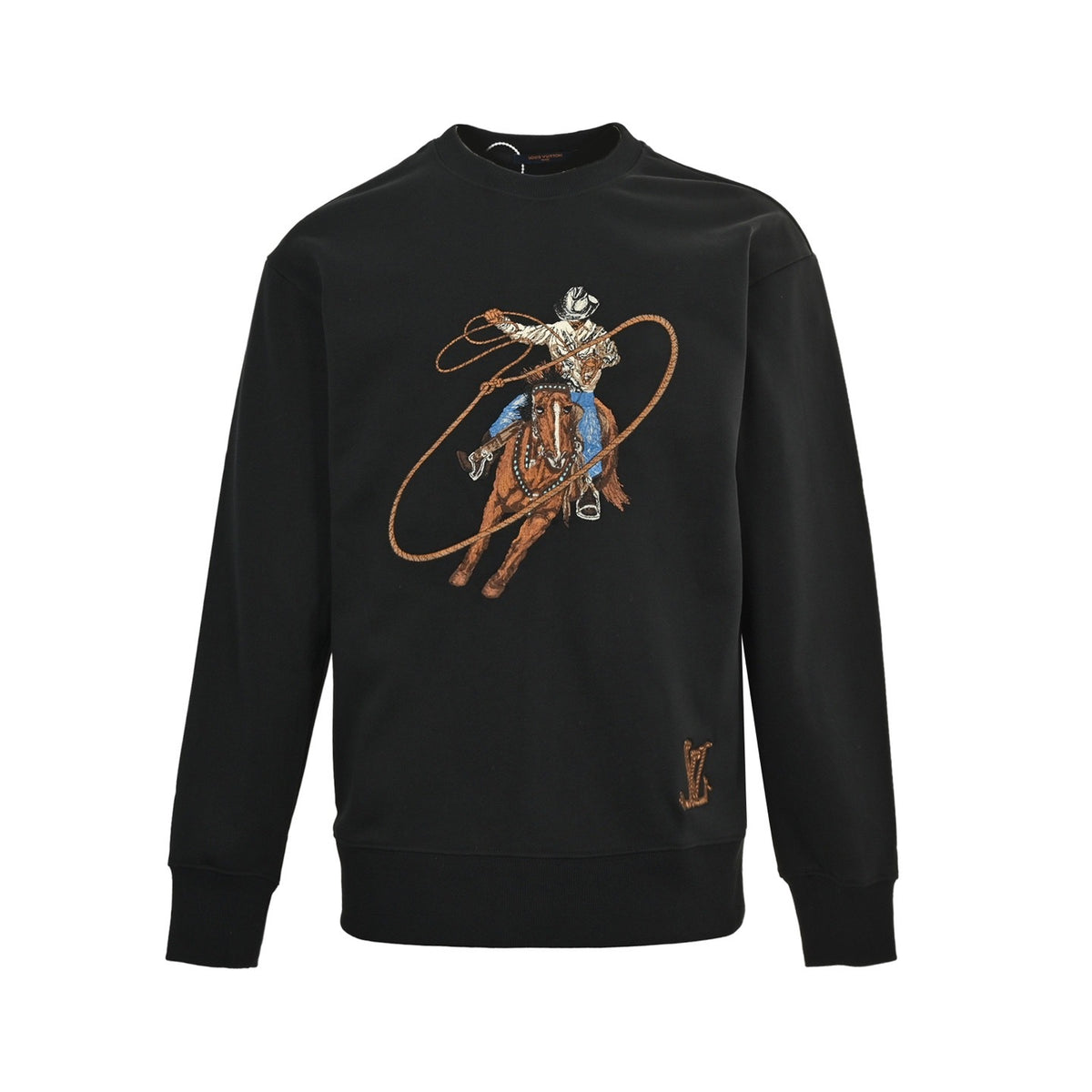 Louis Vuitton 24Fw Western denim embroidered crew neck sweatshirt