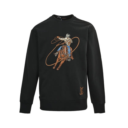 Louis Vuitton 24Fw Western denim embroidered crew neck sweatshirt