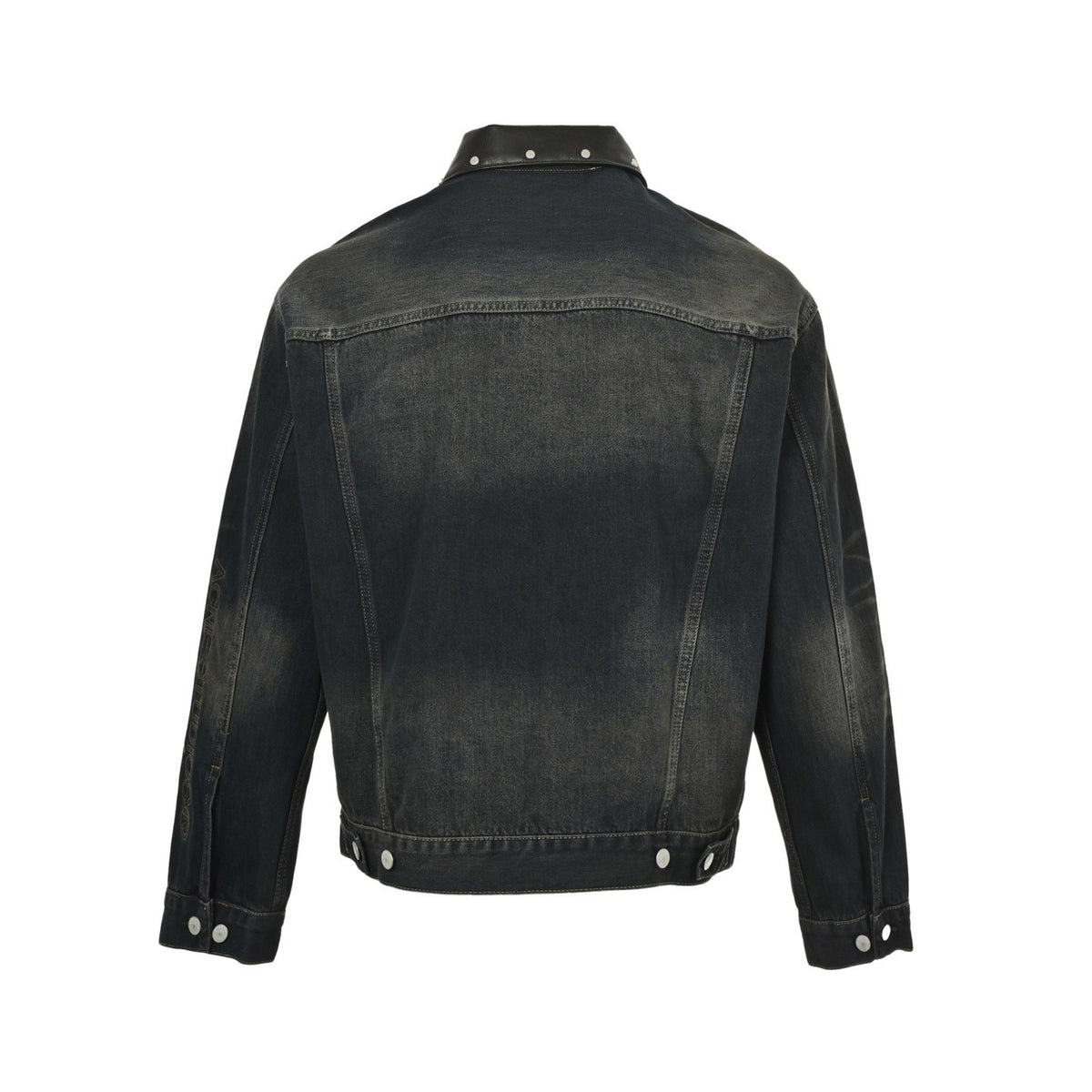 Acne Studios 25Fw embroidered monogram logo leather collar washed denim jacket