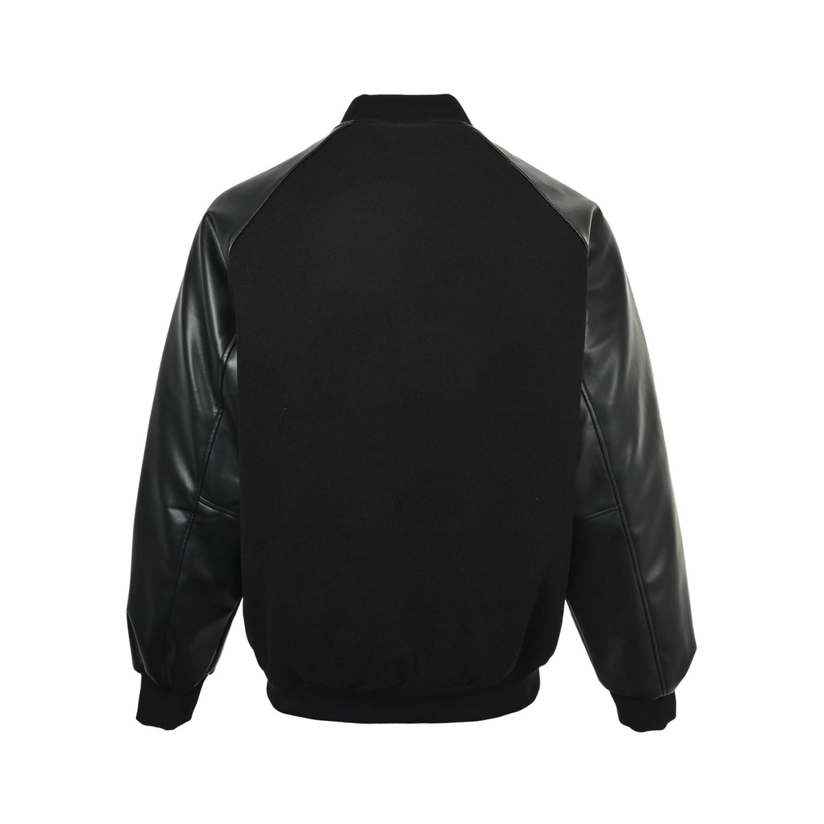 Adidas embroidered logo patchwork leather quilted baseball jacket