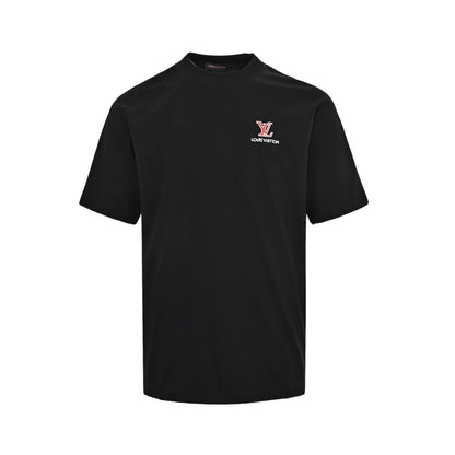 Louis Vuitton 26ss embroidered presbyopic letter short sleeves
