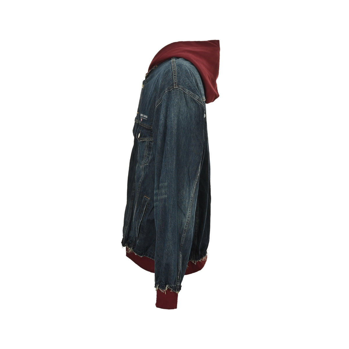 Balenciaga/Balanciaga 25Fw embroidered letters fake two-piece hooded denim jacket