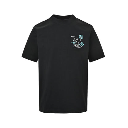 Louis Vuitton 26ss four-leaf star flower printed short sleeves on the back