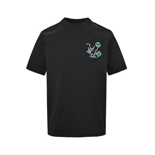 Louis Vuitton 26ss four-leaf star flower printed short sleeves on the back