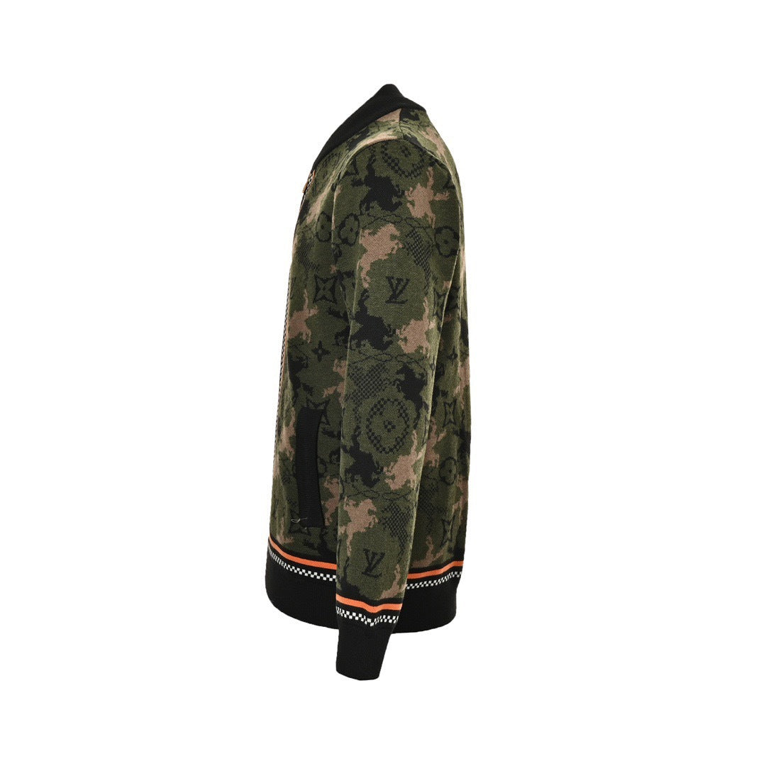 Louis Vuitton 24Fw Western denim jacquard camouflage knitted jacket