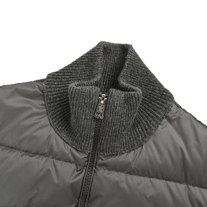Moncler/Mongolia patchwork woolen sleeves stand collar thin down jacket