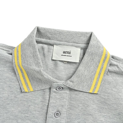 Ami Paris Love Color Block Neck Polo Short Sleeve