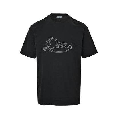Dior floral silver thread letter embroidery short sleeves
