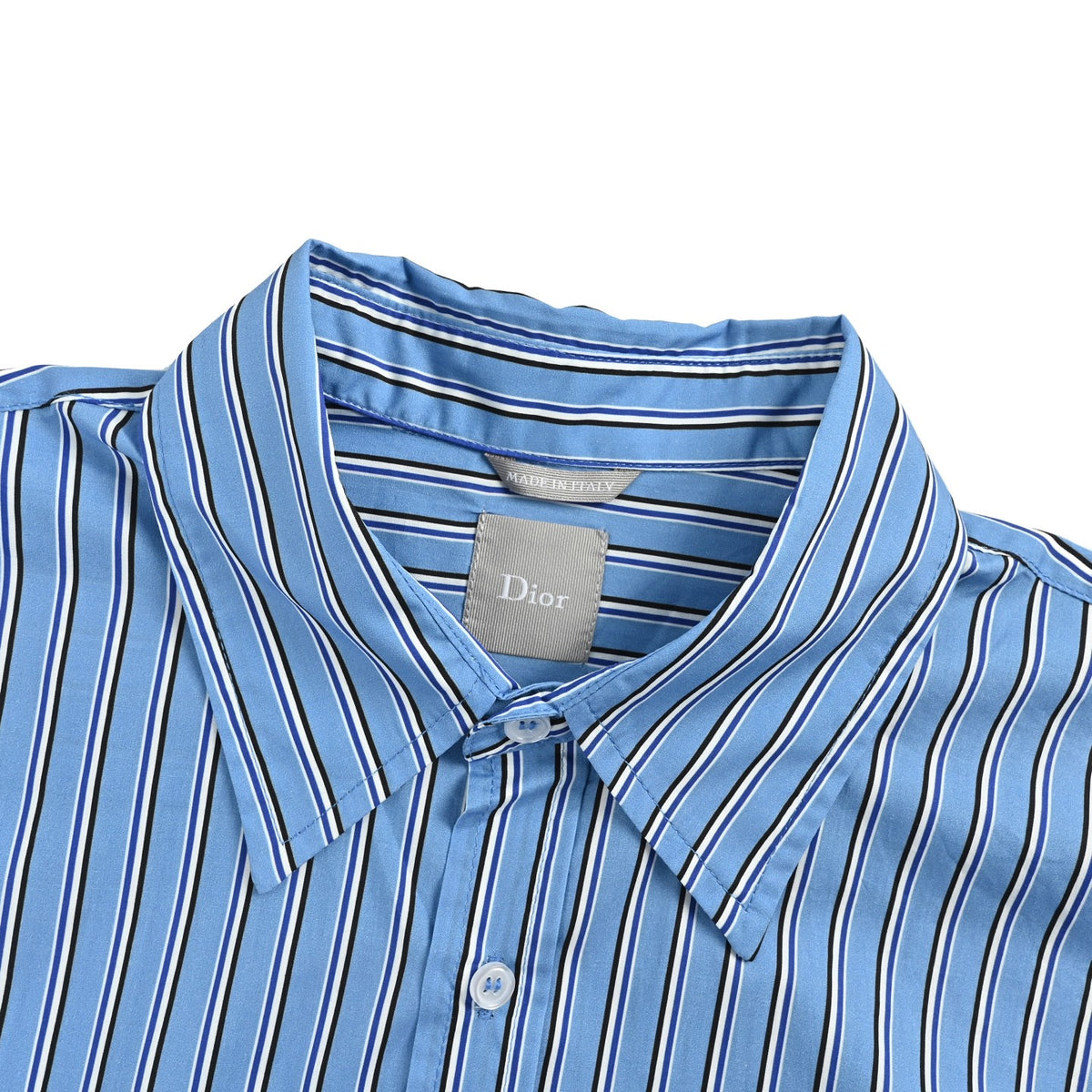 Dior show blue vertical striped long-sleeved shirt