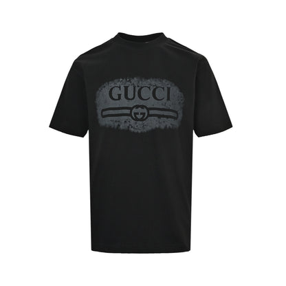 Gucci 26ss cracked belt printed short sleeves