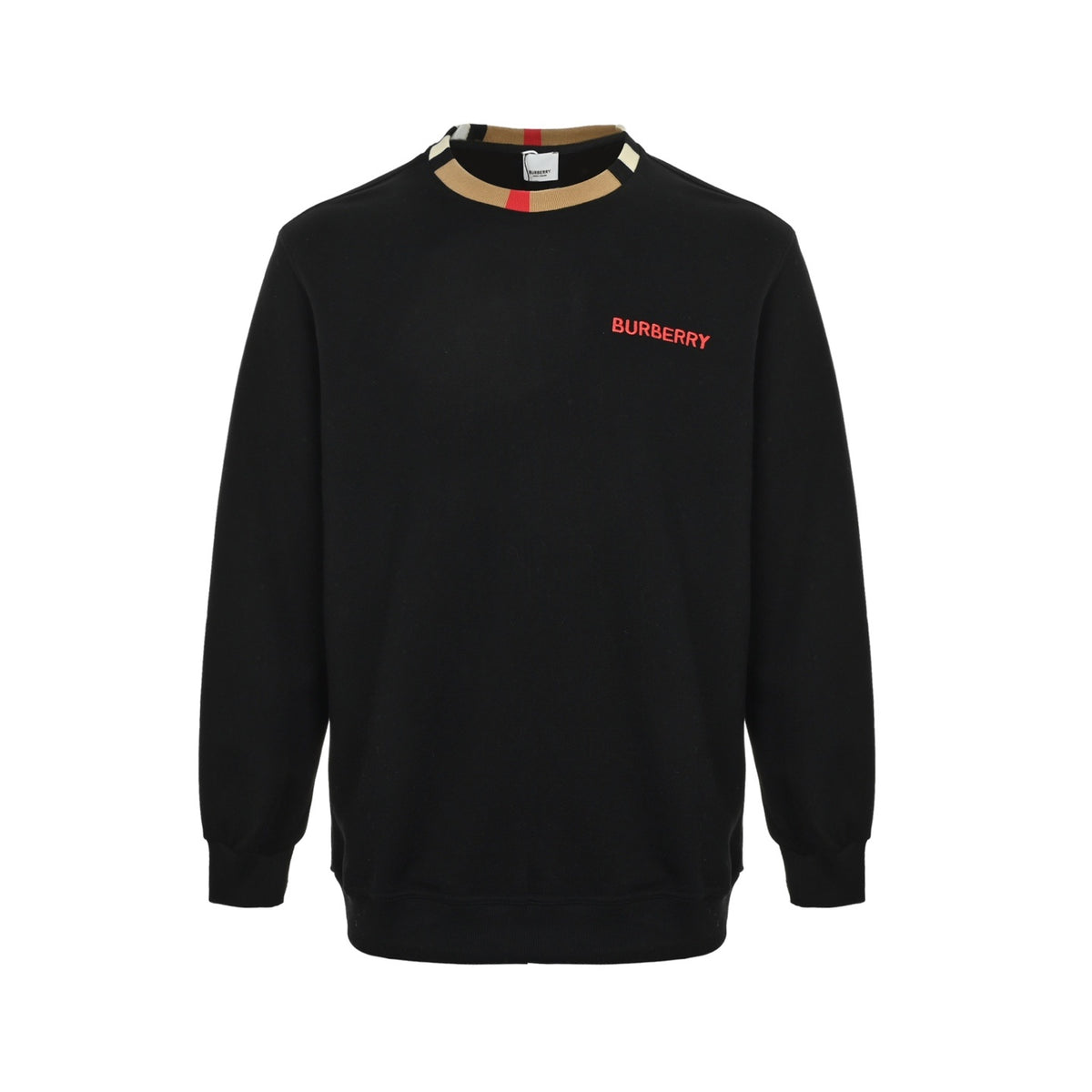 Burberry logo plaid patchwork crew neck sweatshirt