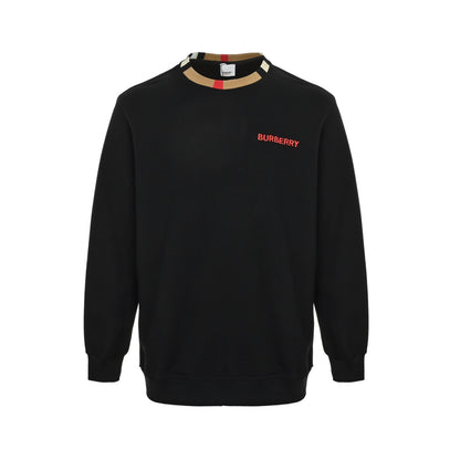 Burberry logo plaid patchwork crew neck sweatshirt