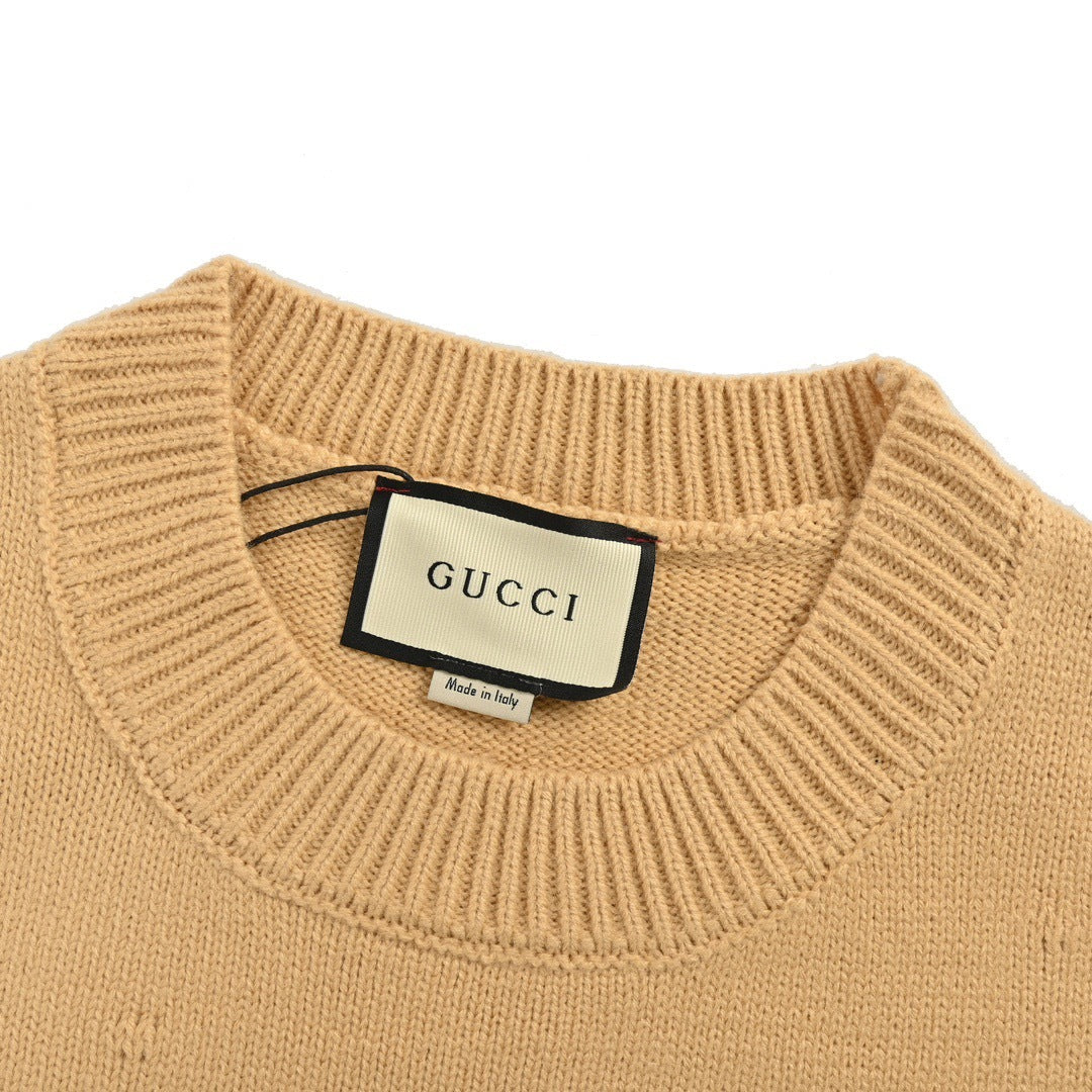 Gucci 24Fw heavy industry polka dot and logo jacquard crew neck sweater