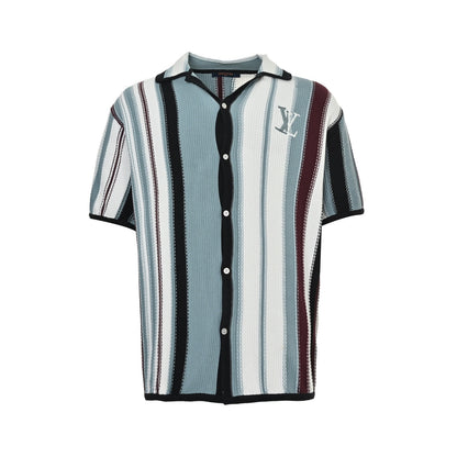 Louis Vuitton 25ss vertical striped knitted short-sleeved cardigan