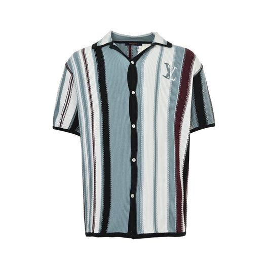 Louis Vuitton 25ss vertical striped knitted short-sleeved cardigan
