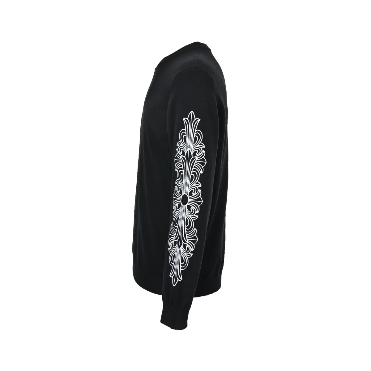 Chrome Hearts/Chrome Heart Sanskrit sleeve knitted crew neck sweater