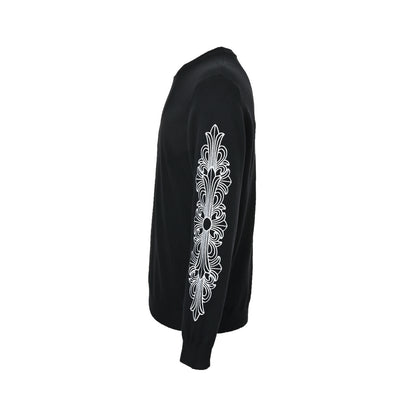 Chrome Hearts/Chrome Heart Sanskrit sleeve knitted crew neck sweater