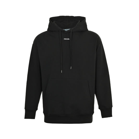 Prada 25Fw hooded sweatshirt with small letters embroidered on the chest