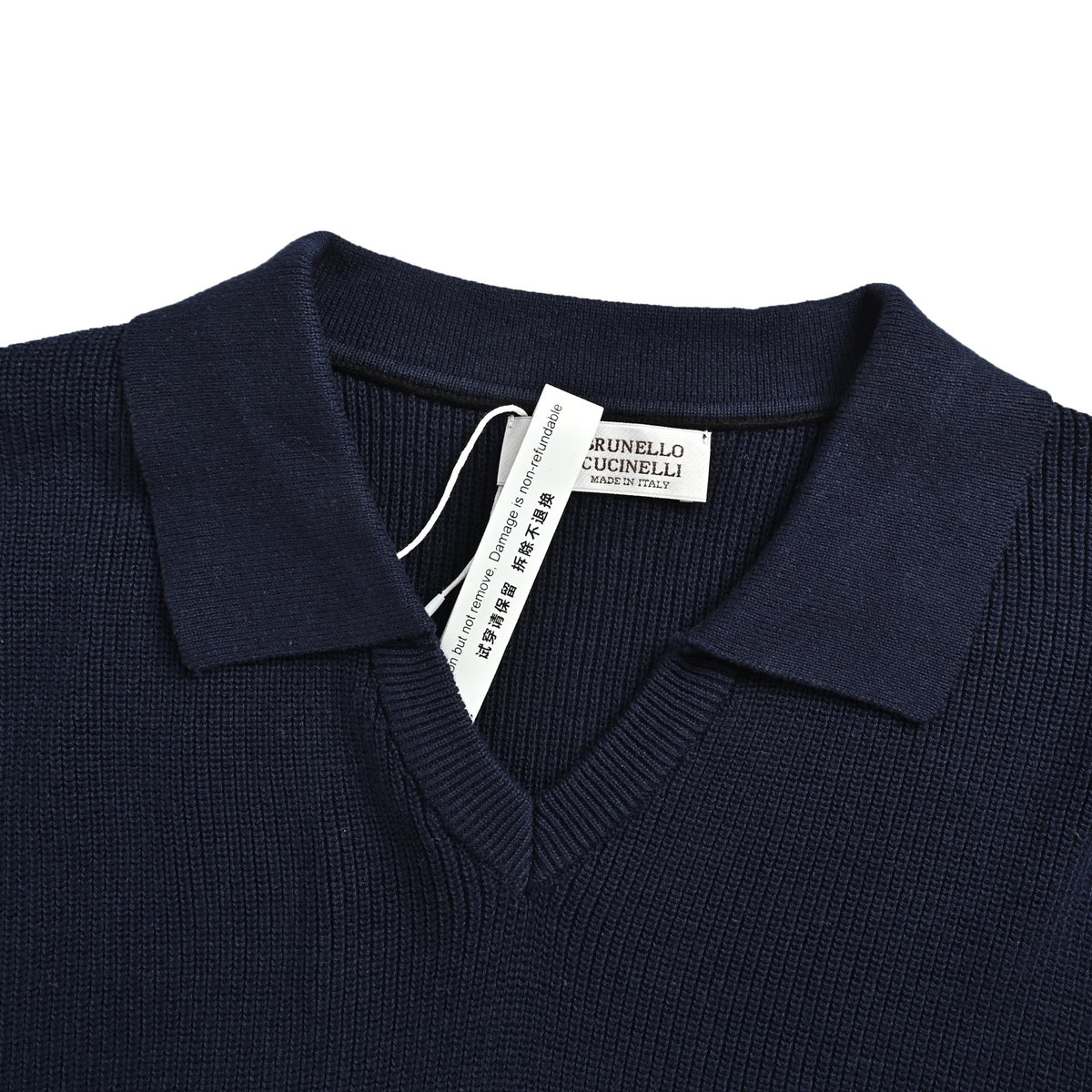 Brunello Cucinelli BC Seagull Neck Knitted Polo Short Sleeve