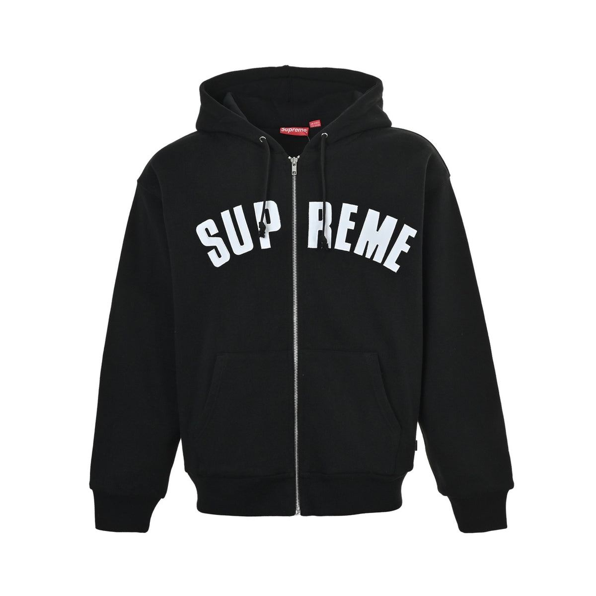 Supreme 24 style patch embroidered letter zipper hooded sweatshirt jacket