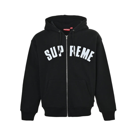 Supreme 24 style patch embroidered letter zipper hooded sweatshirt jacket