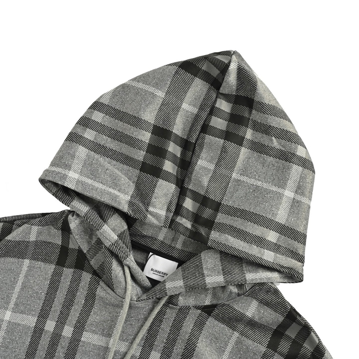 Burberry 25Fw chest embroidered logo plaid hooded sweatshirt