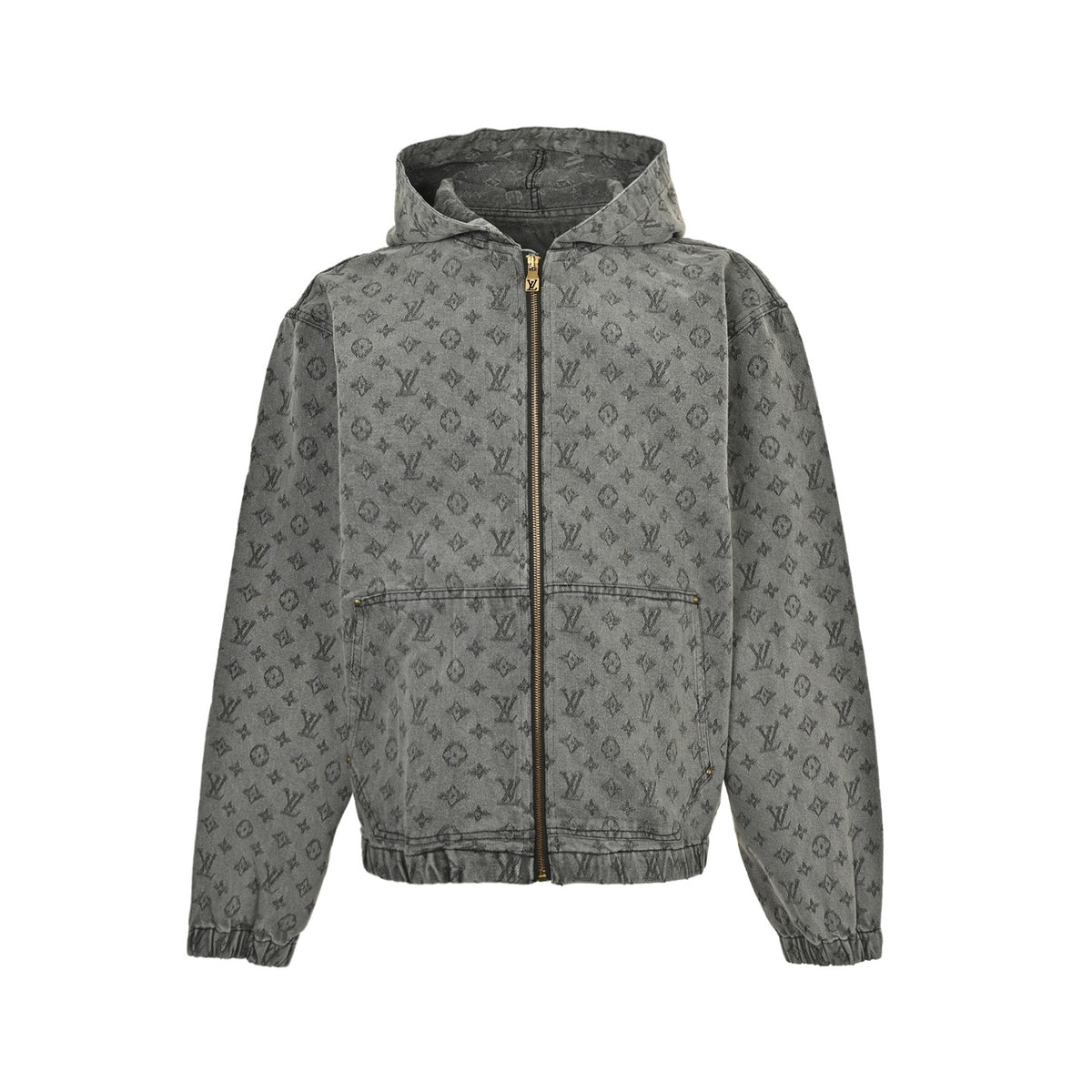 Louis Vuitton 25Fw allover printed old flower jacquard zipper hooded denim jacket