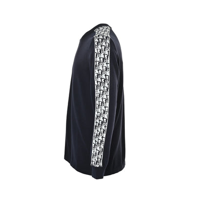 Dior shoulder sleeves jacquard webbing patchwork crew neck sweater